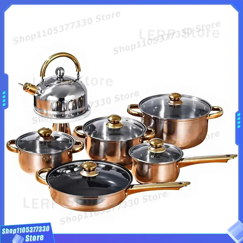 Stainless Steel Milk Pot with Double Bottom Thickened Design Single Handle Soup Cookware Tempered Glass Lid Chinese Style