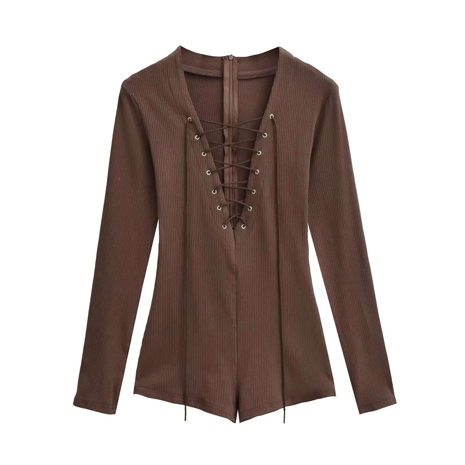 Seksowny amerykański kombinezon damski z długim rękawem, spodnie z wysokim stanem, odzież wewnętrzna i zewnętrzna, jesień, moda, dojazdy do pracy, proste...