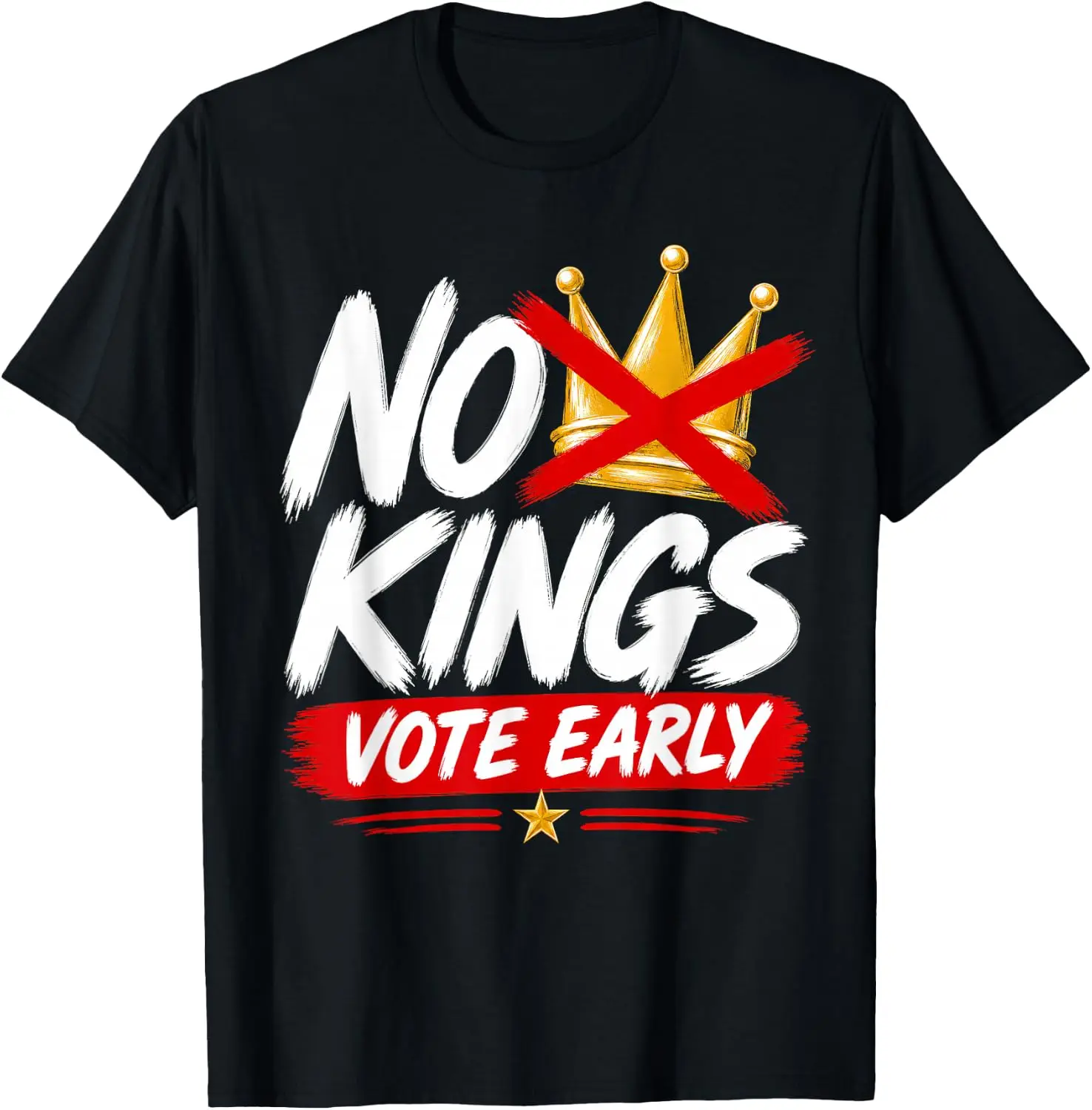 Vote Early - No Kings In America Since 1776 T-Shirt Cute Halloween Pumpkin Short-Sleeve Tee: Fun, Breathable, Pure Cotton, Stylish—Perfect for Sports, Lounging, or Casual Wear.
