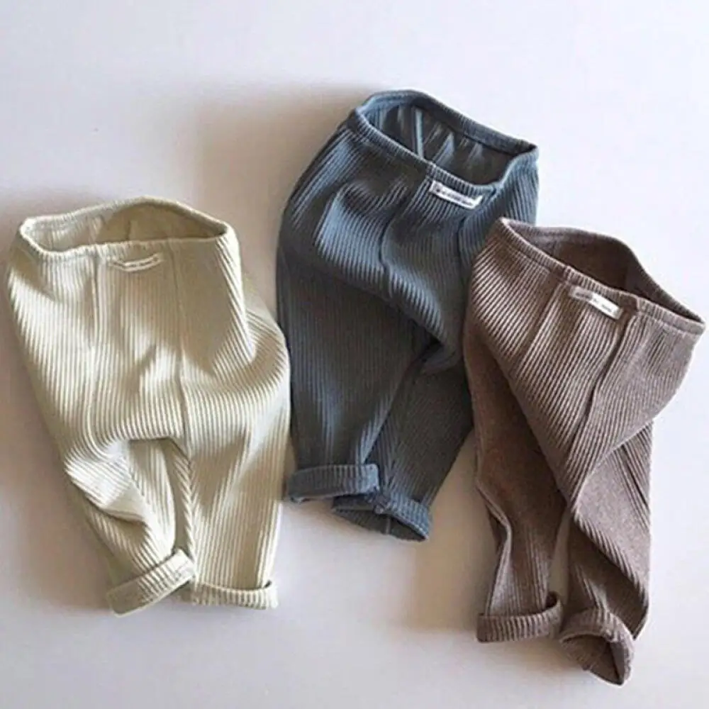 

Детские штаны в корейском стиле, хлопковые однотонные леггинсы с эластичной резинкой на талии, повседневные брюки полной длины для мальчиков и девочек, весна-осень 2026