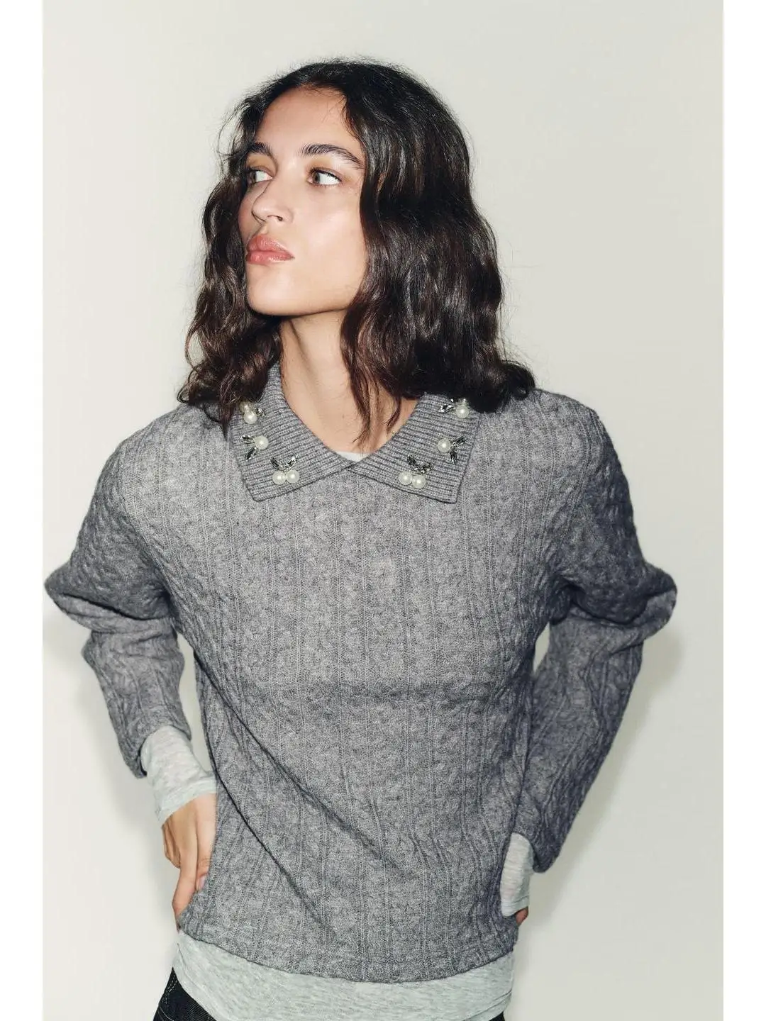 

Casual Faion Jewelry Collar Decoration Eight Strand Knitted Sweater Autumn Winter New Arrival Women's Knitted Top