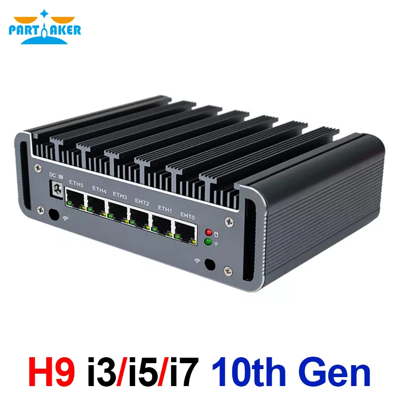 Безвентиляторный мягкий маршрутизатор Intel Core i7 10510U i5 10310U i3 10110U Mini PC 6 LAN 2 * DDR4 HD-MI pfSense брандмауэр