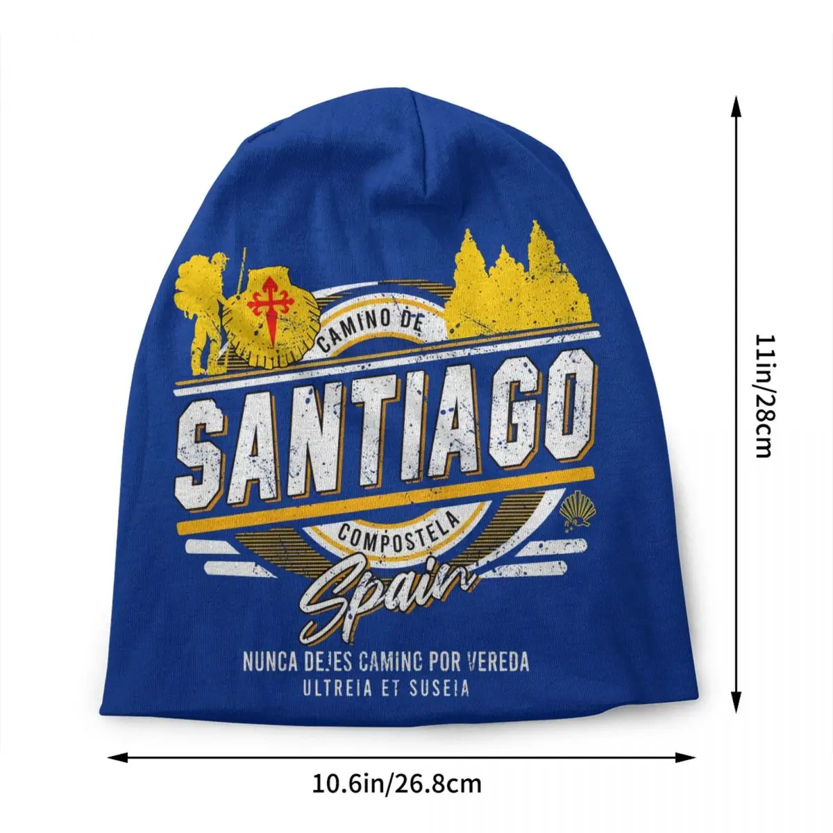Custom Buen Camino De Santiago Compostela Peregrino Shell Beanies Caps For Men Winter Warm Knitting Hat Art Print Bonnet Hats