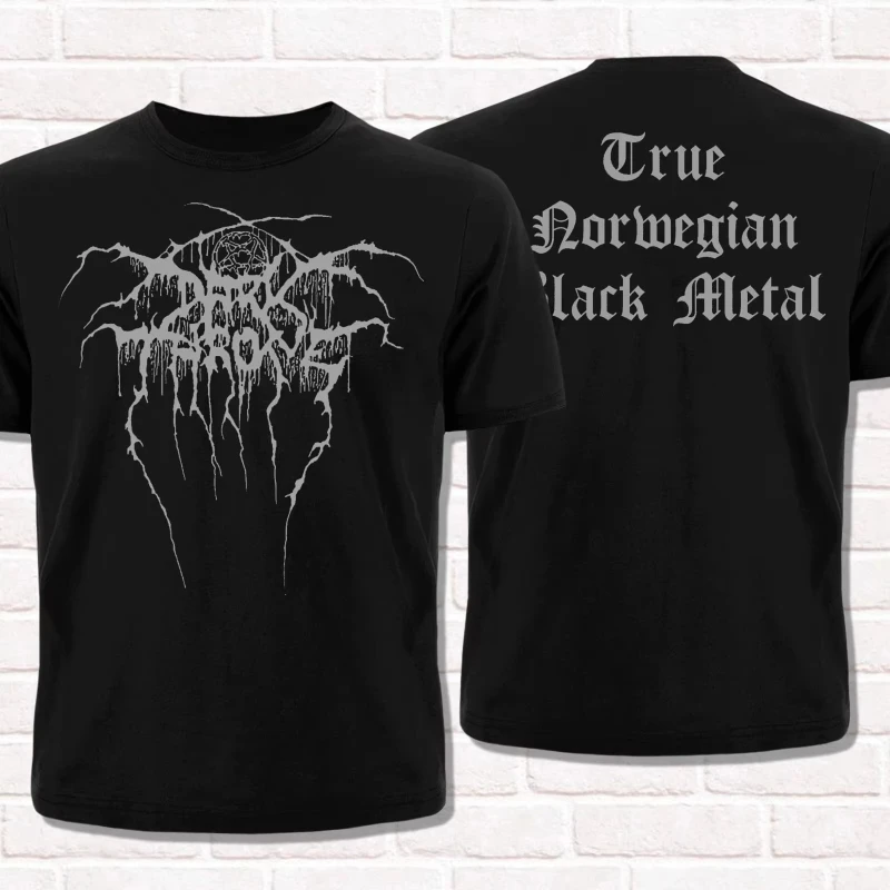 T-shirt Top Neutral Cotton Short Sleeve High Street Dark Throne Logo Black T-shirt True Norwegian Black Metal T-shirt