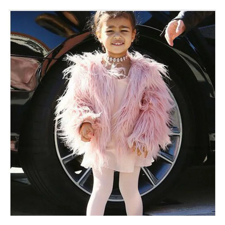 Children Girls Faux Fur Coat Autumn Winter Soft Round Collar Cardigan Outerwear Shaggy Fluffy Jacket Warm Thick Kids 2025