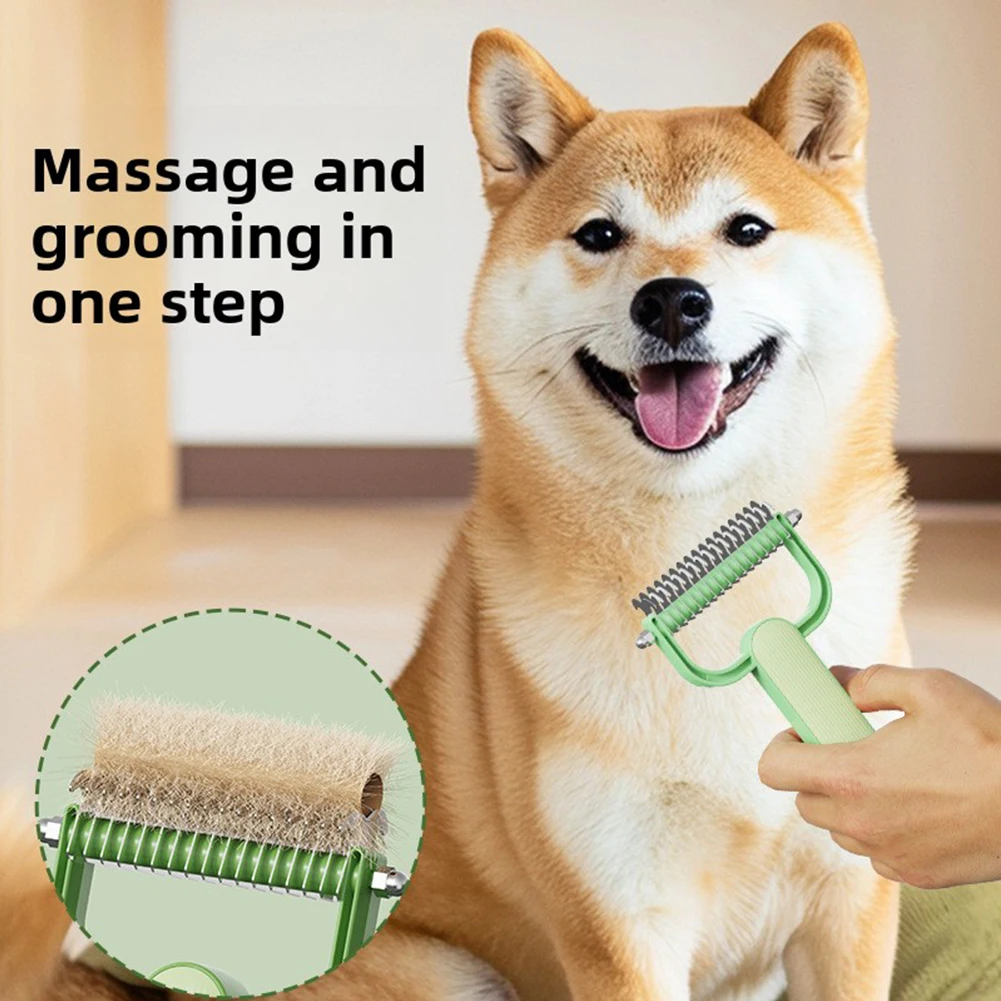 Pet Dematting Comb,Stainless Steel Double Sided Undercoat Rake For Cats,Professional Pet Grooming Tool Pet Accessories