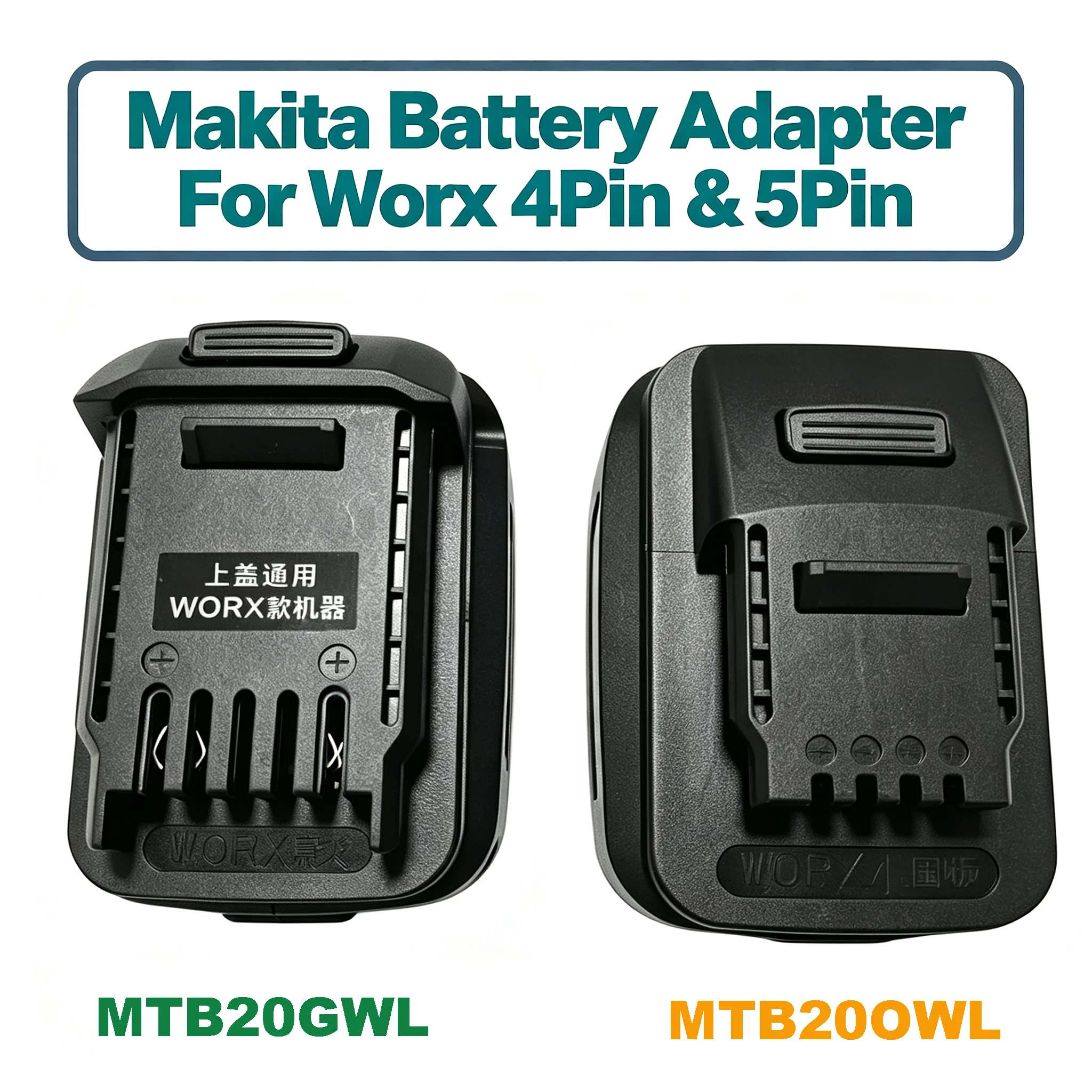 for Makita 18V Li-ion Battery BL1830 Power Tool Adapter Converter for Worx 4 Pin Samll 5 Pin Big Foot 20V Power Tool WU279 WX550