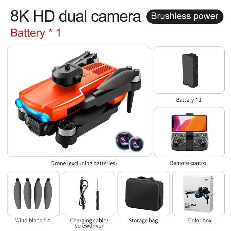 

4K Dual Cam Foldable Drone K102 MAX | Obstacle Avoidance, Opt Flow Stability | Brushless | Fast Delivery Gift-Ready Quadcopter