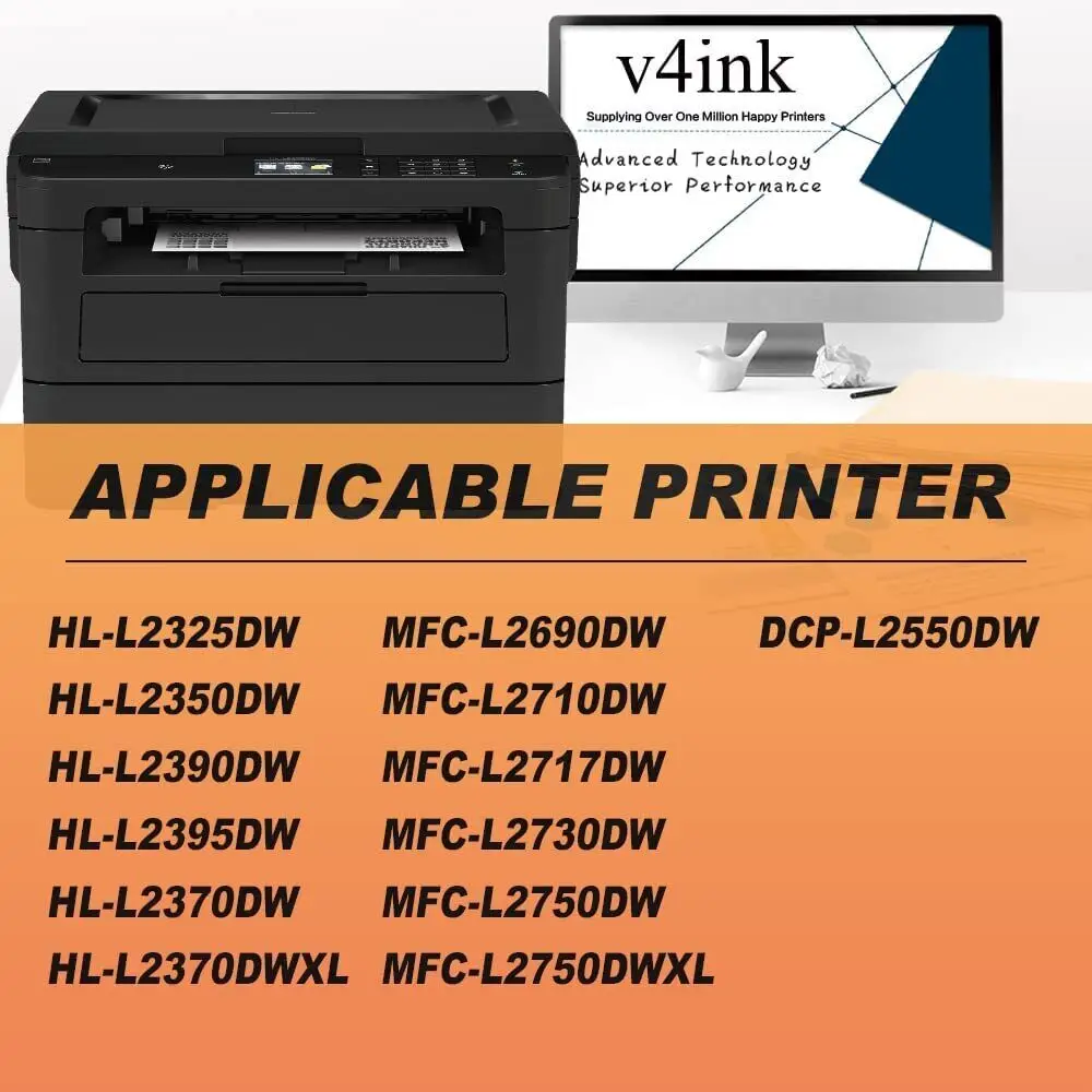 v4ink 2PK High-Yield TN760 Toner Compatible TN730 For Brother HL-L2350DW L2370DW