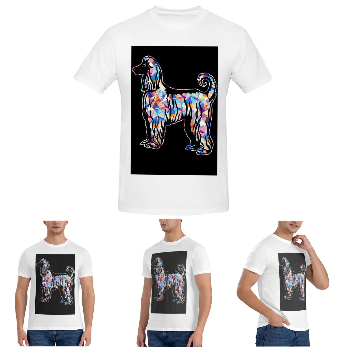 

Cool And Awesome Afghan Hound Geometric T-Shirt for Men Cotton T Shirts Men's Short Sleeve Crew Neck Summer Clothes Tops S-6XL