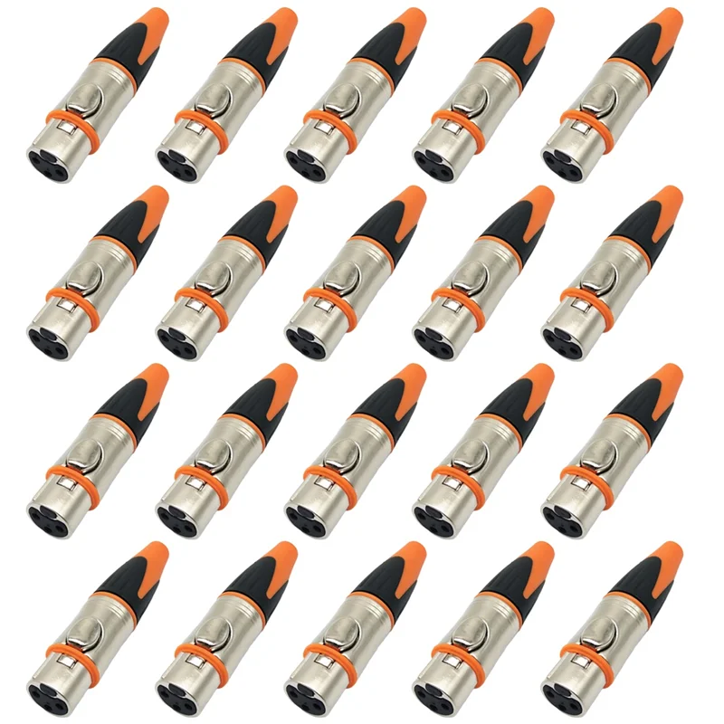 AA60-XLR Adapter 3Pin Waterproof Metal Female/Male Microphone Connectors Plug Straight Balanced Socket 20PCS