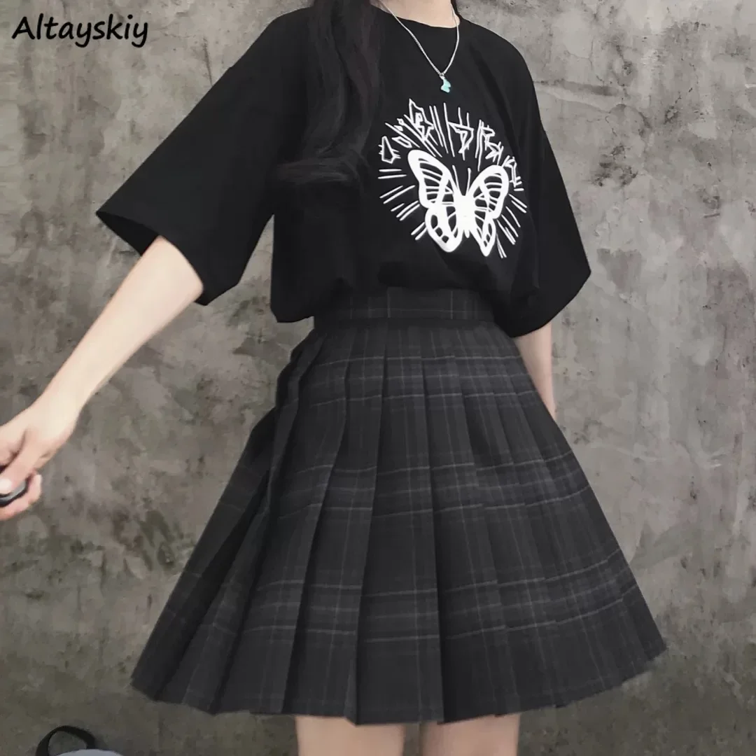 Japanese Style Pleated Skirts Women Preppy JK Uniform Mini High Waist Plaid Skirt Students Slim Summer Retro Faldas Personality