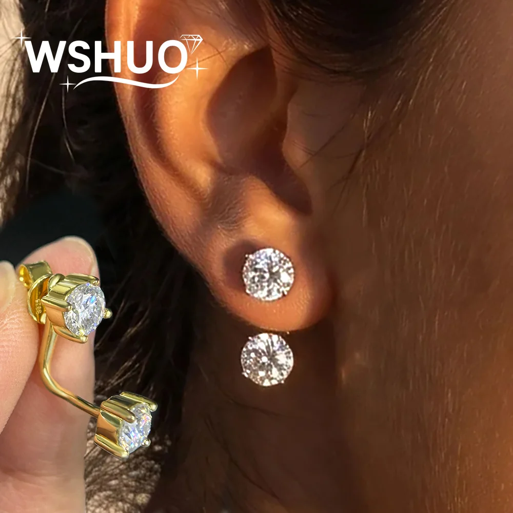 0.5carat Round Brilliant Solitaire Moissanite Ear Jacket Earrings for Women S925 Silver Diamond Stud Earring with Certificate