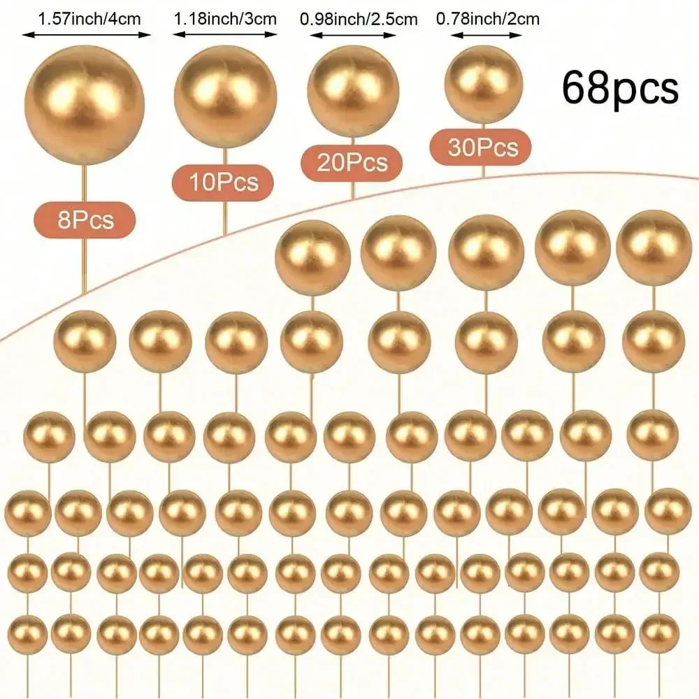 68Pcs Balls Cake Topper Decorations Balloon Foam Cake Balls Decorations for Birthday Party Wedding Anniversary Cake Decorating view 2