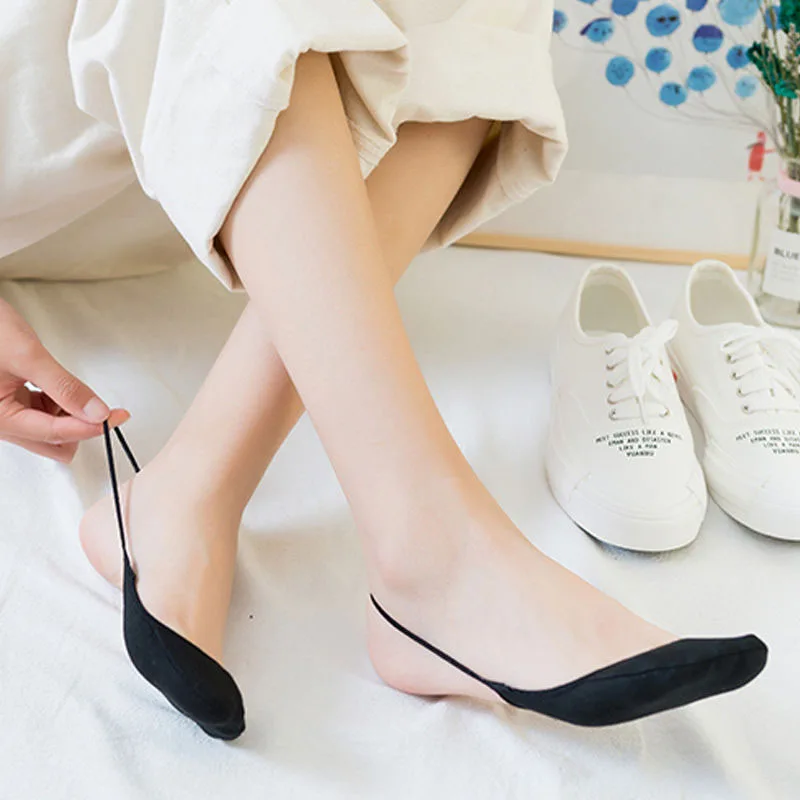 Suspenders Women Cotton Boat Socks Invisible Shallow Mouth Summer Thin Half Sole Socks for High Heels Shoes Not Drop Heels Socks