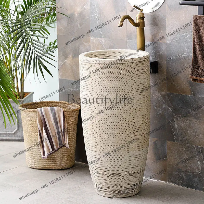

Pillar basin Ceramic integrated bathroom Washbasin Balcony