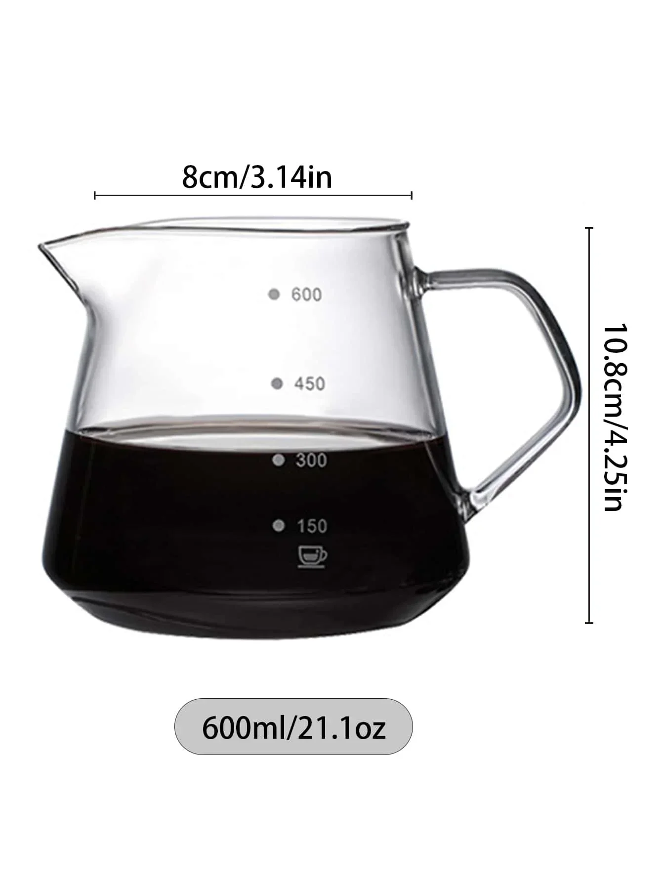 punana Kaffeemaschinen-Set zum Übergießen, Glaskaraffe, Kaffee mit Glas-Kaffeefilter, Tropfkaffeemaschinen-Set für Zuhause oder Büro, 600 ml, 300 ml 3