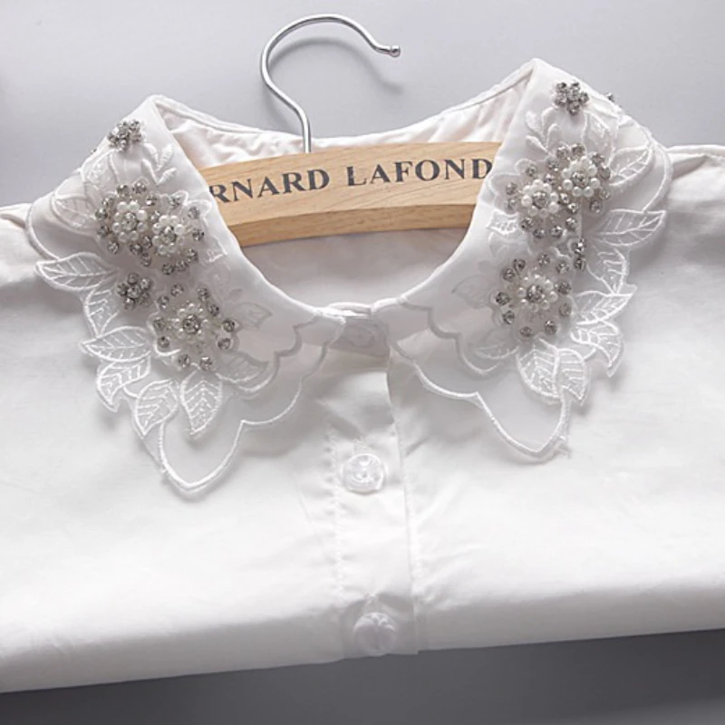 

Korean blouse fake collar handmade inlaid diamond collars beaded shirt fake collars white fake collar manufacturers wholesale