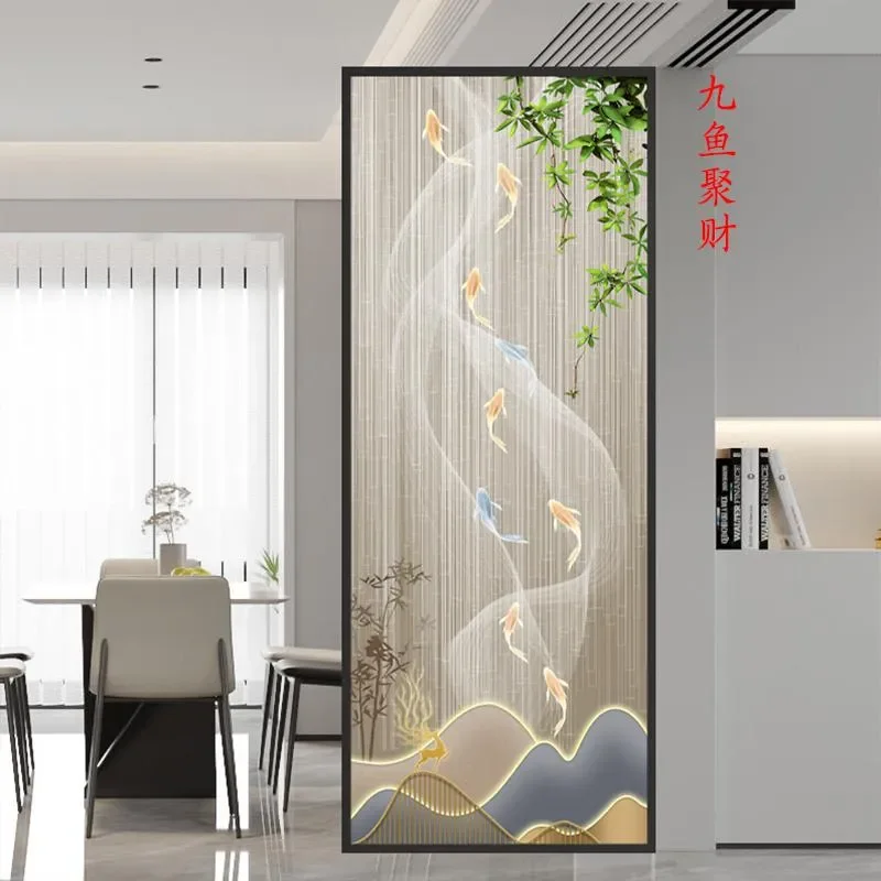 Modern Minimalist Changhong Glass Screen Entrance Door Living Room Bathroom Decorative Partition Wrought Iron Room Divider
