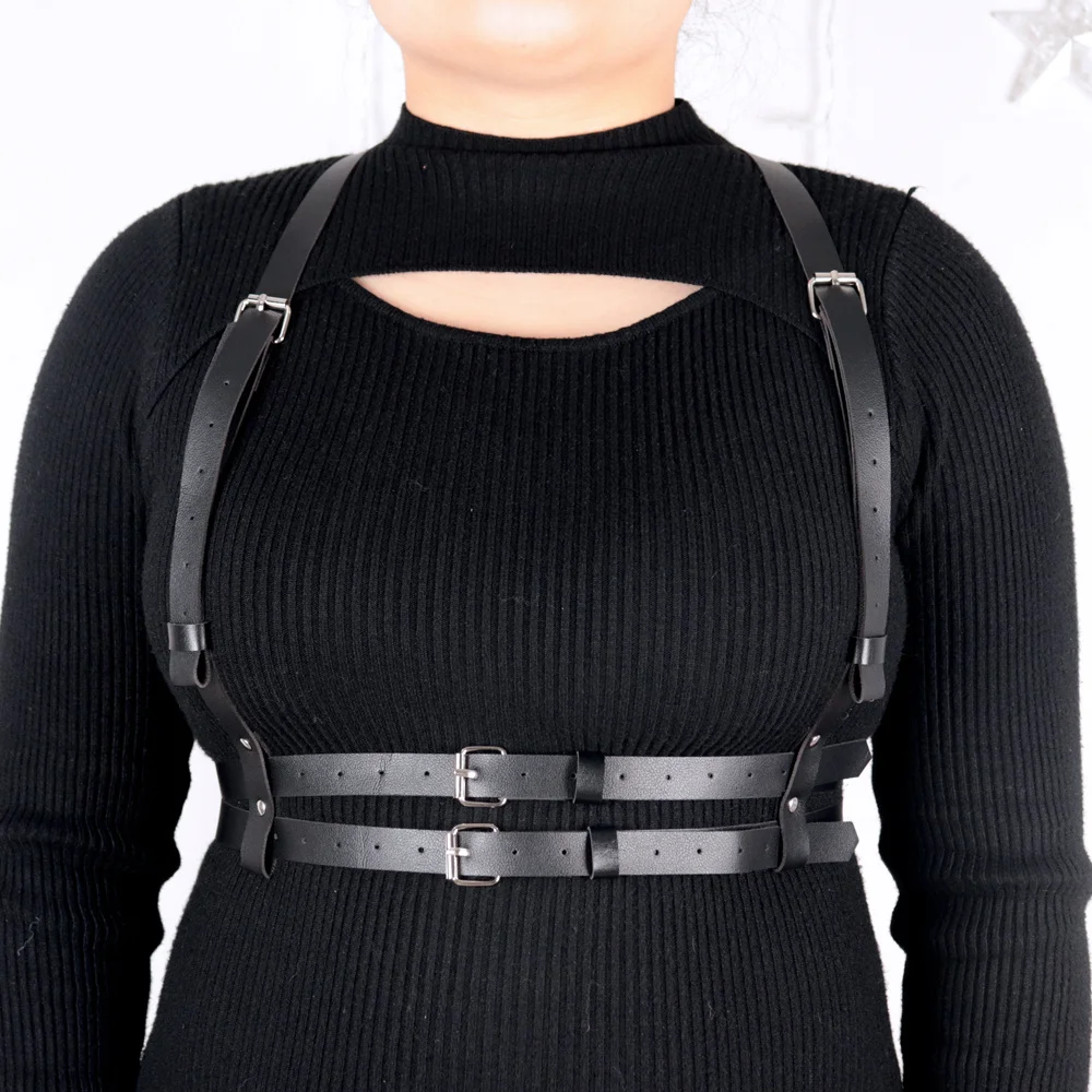 Plus Size Belts for Women Harness Techwear PU Leather Corset Handmade Punk Suspender Skirt Coat  Buckle Pin Gothic Accessories