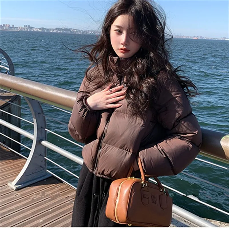 Winter New Parkas Women Short Down Cotton Jacket Korean Fashion Stand-Up Collar Casual Loose Thick Warm Padded Coat Female B1293