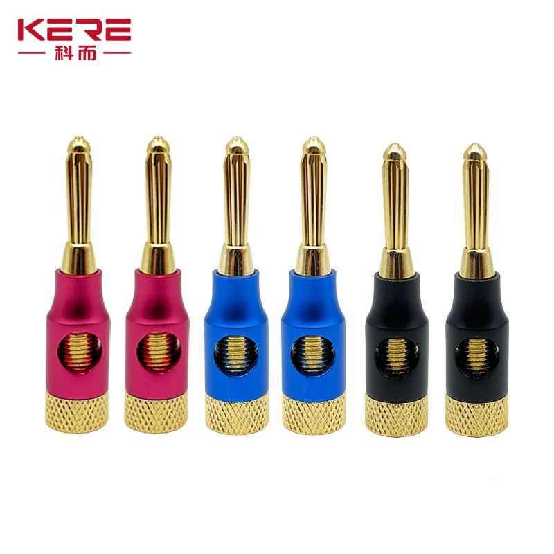 

KERE 6PCS/4mm Speaker Banana Plugs Banana Connector 24K Copper Gold Plated 4mm Banana Jack Match With 4mm Binding Post