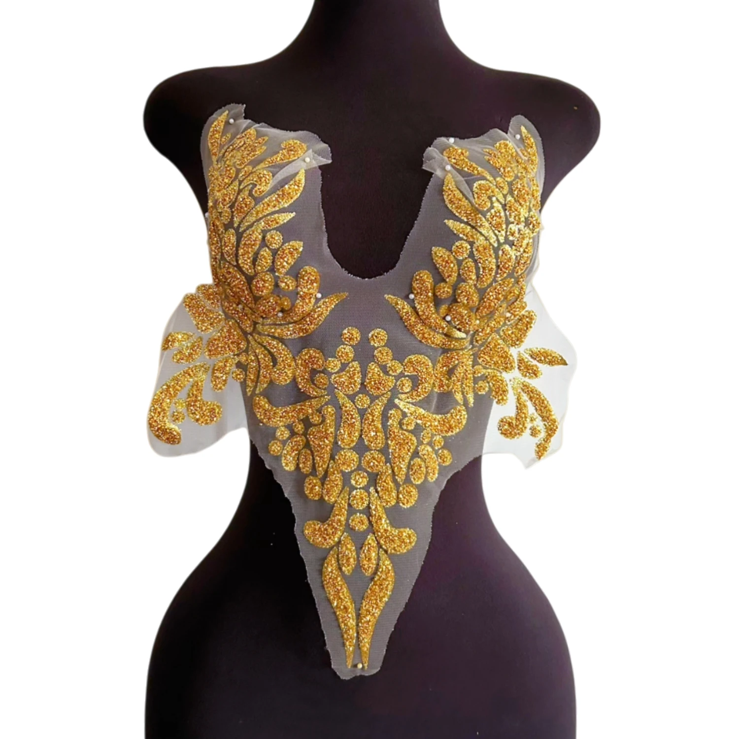 Clothes Bodice Ornament Beaded Glued Powder Partifular Patches Applique For Show Girl Opera Stage Party Costumes Prom Gown Dress