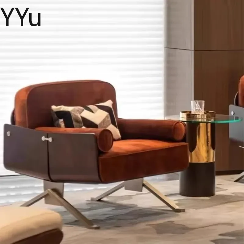 Indoor Fancy Living Room Chairs Brown Designer Art Lazy Relaxing Accent Chair Vanity Armchair Salon Poltronas Home Furniture