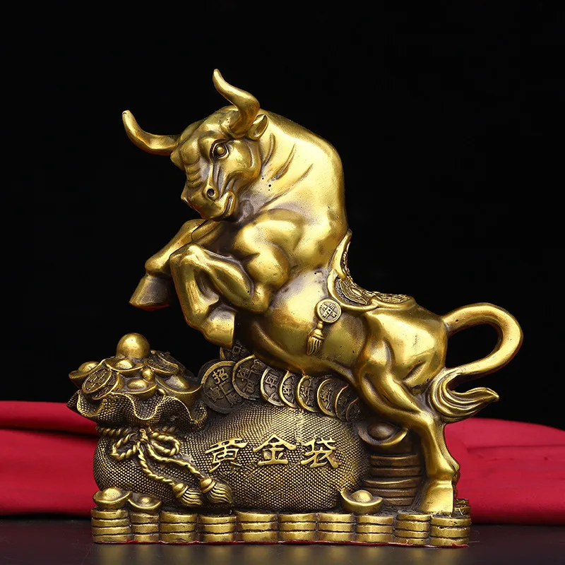 Yellow Topnew Cow Ornaments Gold Bag Cow Large Twelve Zodiac Topnew Ingot Money Cow Living Room Office Decoration