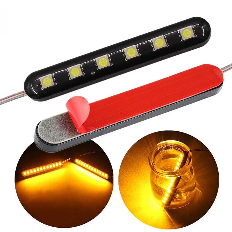 2 pcs/set Motorcycle Medium Grid Flash Lights Universal Motorbike 12V 6 LED Warning Signal Light License Lamp Moto Accessories