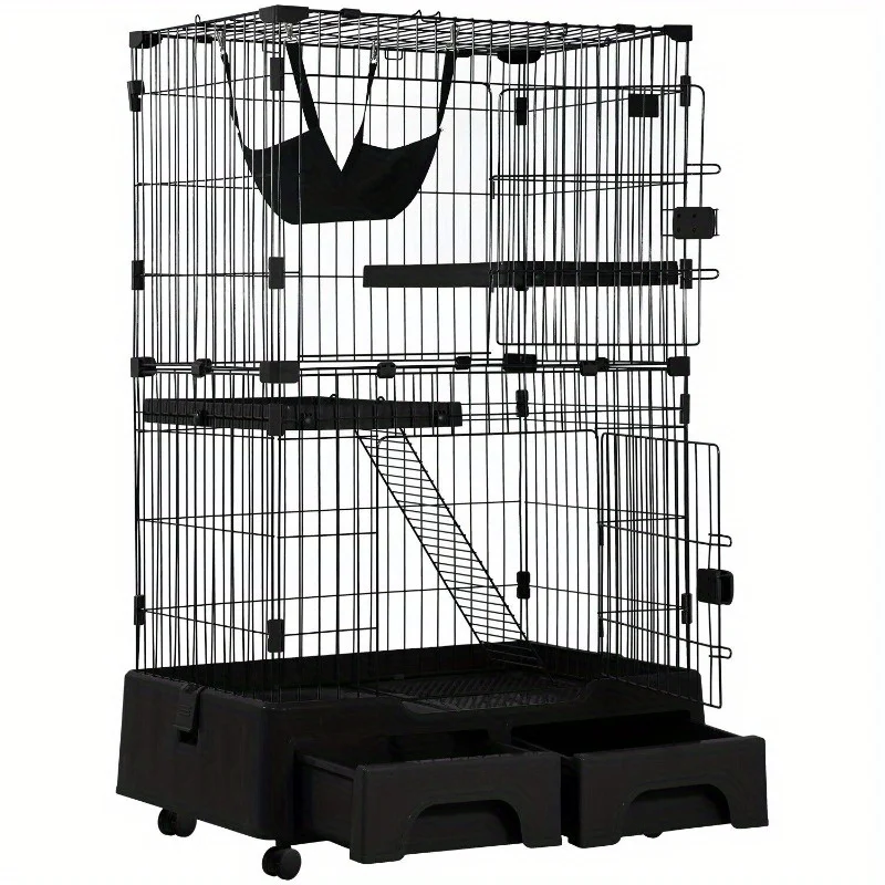 Cat Cage Playpen Kennel Crate 52.3 Inchs Height Cat House Furniture Cat Litter