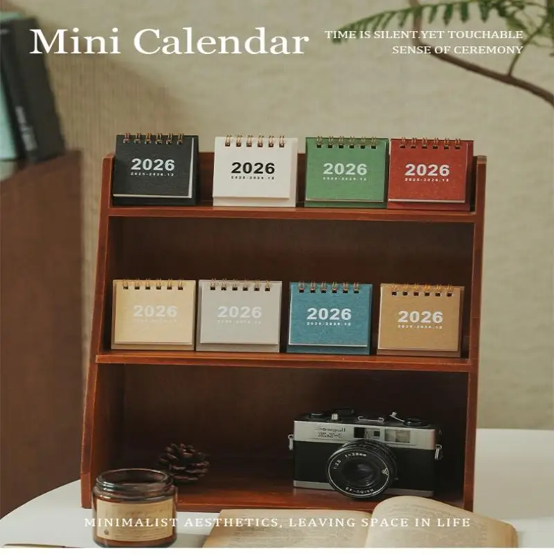 1Pc 2026 Mini Desk Calendar Creative Simple Coil Calendar Planner Standing Flip Weekly Calendar For Daily Schedule Planning