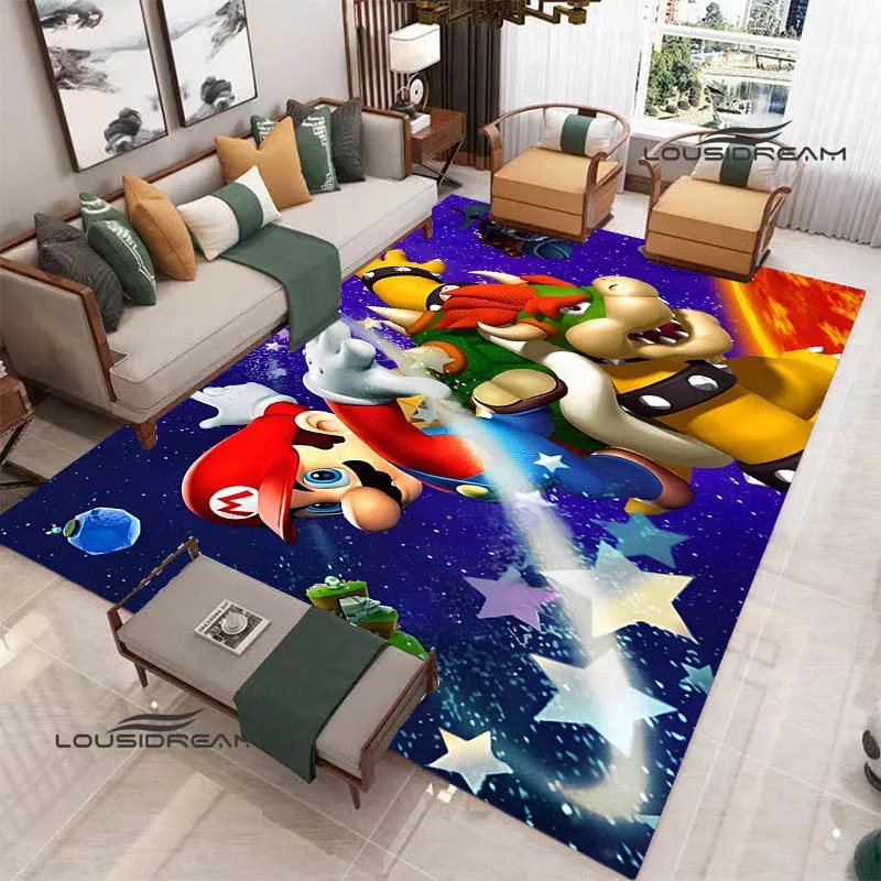 Tapis imprimés de dessin animé m-mario-bros en 3D, antidérapant, zone de coussin de yoga, pour l'extérieur, mignon, cadeau d'anniversaire