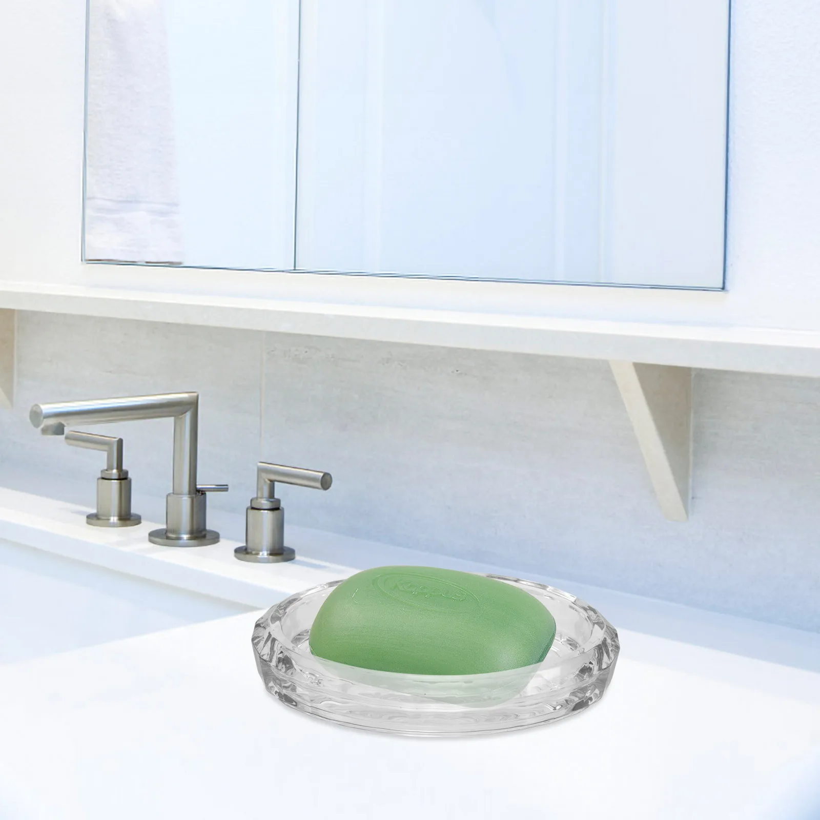 

Oval Transparent Glass Soap Dish Box Bathroom Container Drainer Storage Case Holder Home Hotel Portable Anti-Slip Design Clean