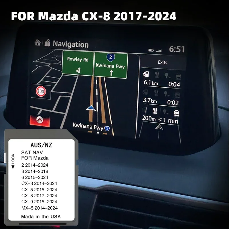 Fit for Mazda CX8 2017-2024 Vehicle Update 2024 Australia New Zealand maps SD Card GPS Compatible Connect 1 System Navigation