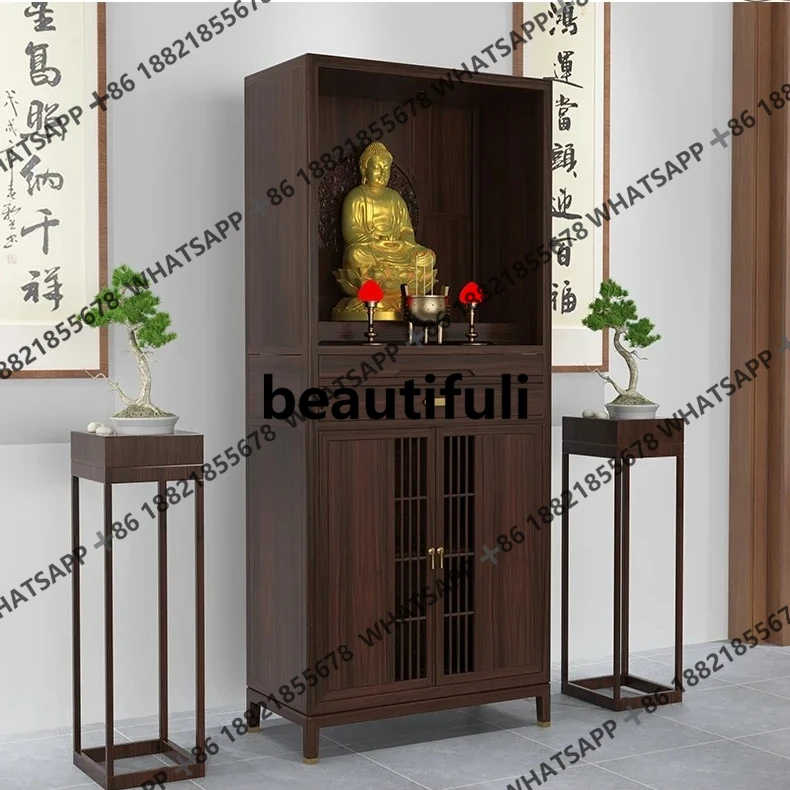 

Nuovo cinese Noce Ugyen Legno Buddha Nicchia Legno massello Buddha Cabinet Soggiorno Dio della ricchezza Culto Tavolo di incen