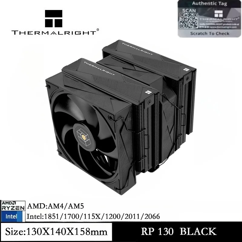 

Thermalright Royal Pretor 130 Black CPU Air Cooler Computer Double Towers CPU Cooler for AM4 AM5 Intel LGA1851/1700/115X/2011