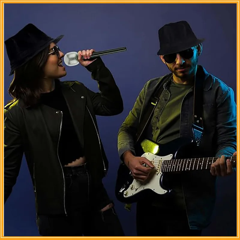 Accessori per costumi Pop King Jackson Cappello Fedora Occhiali da sole e microfono per la festa di cosplay di Halloween a tema Rocky anni '80