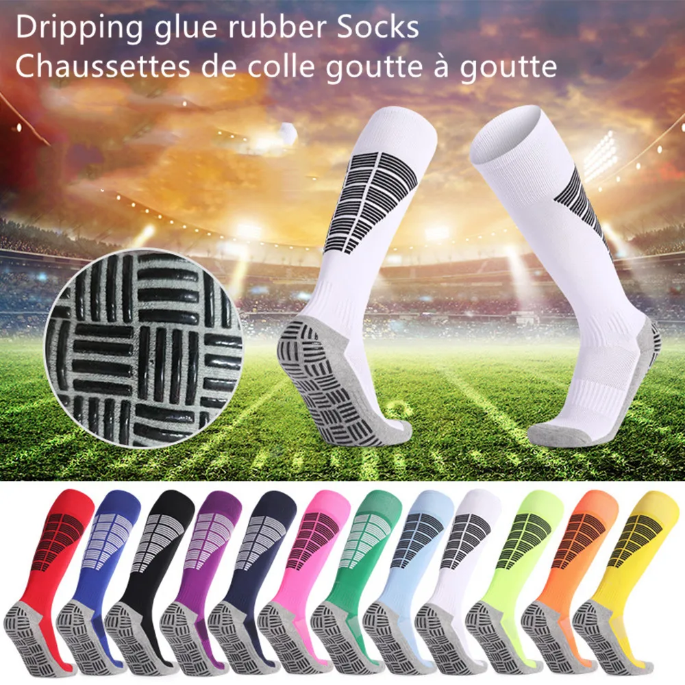 1 Pair Sports Soccer Socks Non-slip Grip Sole Socks Children Adluts Outdoor Running Fitness Socks Long Tube Knee Cotton Legging