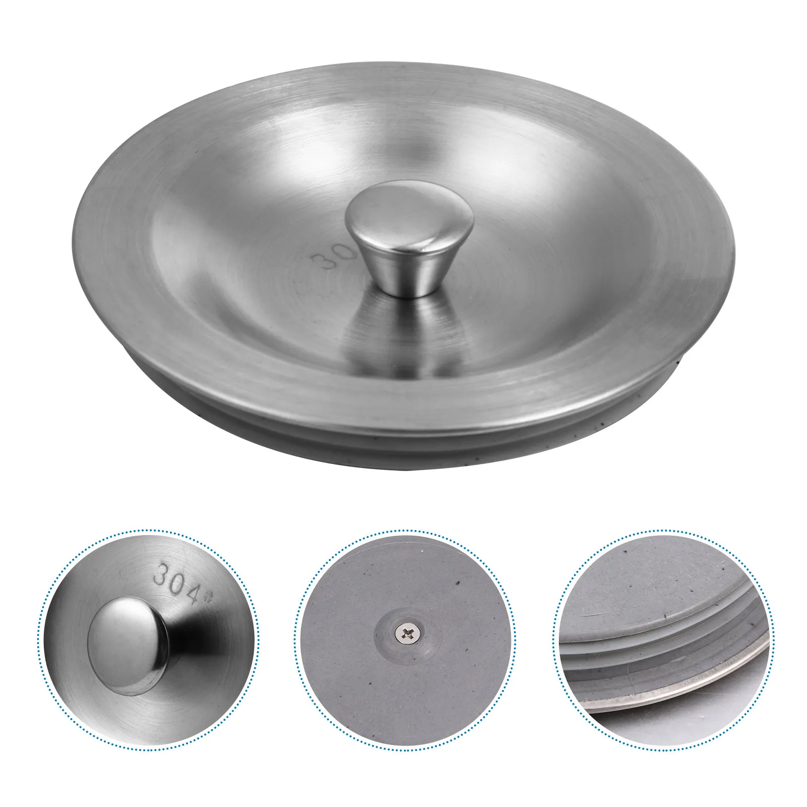 

Sink Drain Core Flat Suction Stainless Steel Stopper Ergonomic Kitchen Hair Stopper Leak Proof Convenient Drain Plug