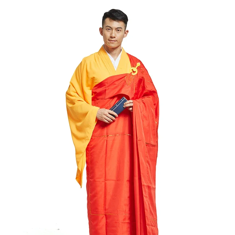 Red Color Adults Buddhist Monk Meditation Clothing Robes Monks Confession Long Gown Haiqing Monk Clothes Cloak