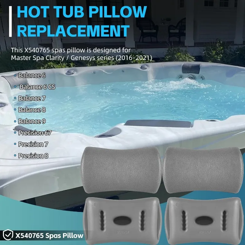 1/2/4Pcs Replacement Spa Pillow for Master Spa Clarity & Genesys Spas 2016–2021 Adjustable Hot Tub Headrest Neck Support