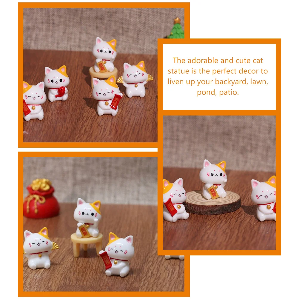 

12 Pcs Mini Lucky Cat Figurines Resin Material Compact Size Home Decor Kitten Statue Indoor Outdoor Ornaments Plant Decor