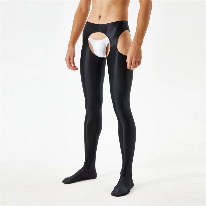 

Japanese Sexy Satin Glossy Lingerie Stockings Mens Erotic Shiny Open Crotch Pantyhose Women Satin Silk Tights Panty Party Club
