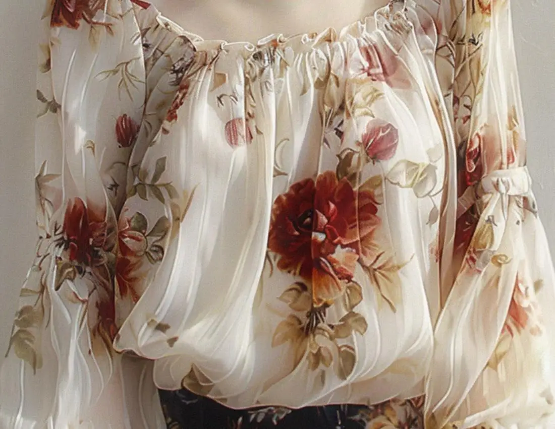 Camicetta floreale in chiffon monospalla da donna elegante e bella camicetta estiva in stile francese