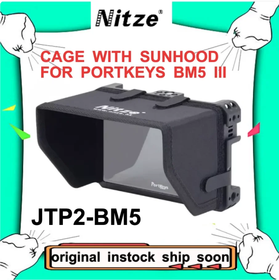 NITZE Aluminum Alloy MONITOR CAGE WITH SUNHOOD FOR PORTKEYS BM5 III / BM5 III WR / BM5 WR 5.5- JTP2-BM5