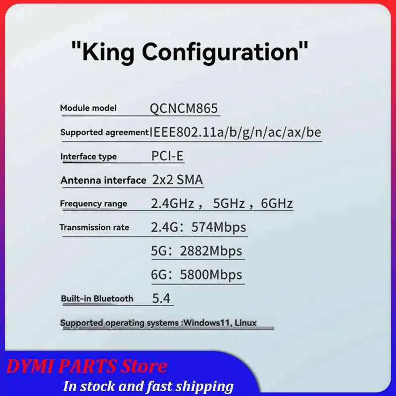 Global Sale-QCNCM865 Wifi 7 PCI-E بطاقة محول سطح المكتب محول الشبكة اللاسلكية 9256Mbps ثلاثي الموجات 2.4G/5G/6Ghz BT5.4 لـ Win10/1