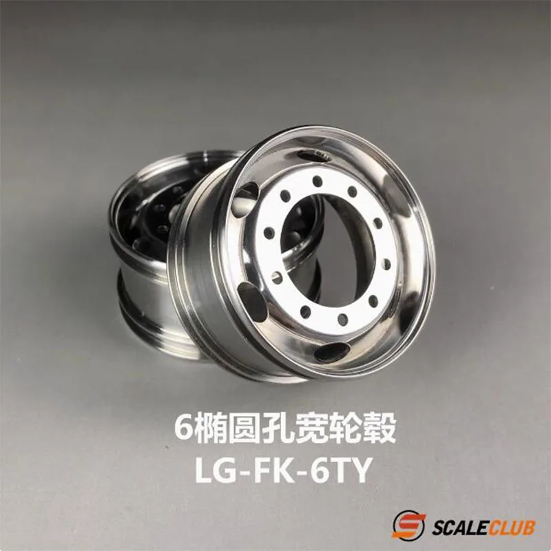 Scaleclub Model 1/14 Drag Head Mud Upgrade Stainless Steel Wheel Classic 6 Elliptical Circular Holes For Tamiya Lesu Rc Truck