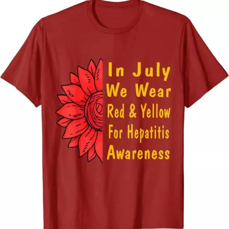 

In July We Wear Red Yellow For Hepatitis Day T Shirt
