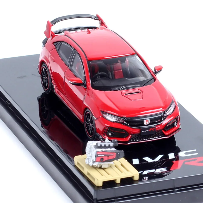 Coche deportivo Honda Civic Type R FK8 1/64 a escala 2020 con modelo de pantalla de motor vehículos de juguete HJ64 Hobby Japón rojo